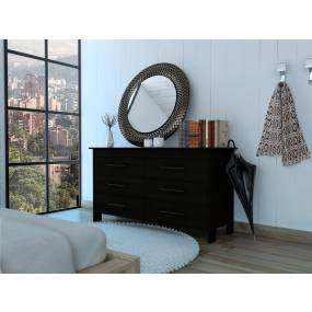 Luxor 6 Drawer Double Dresser In Black  - FM Furniture CLW5981
