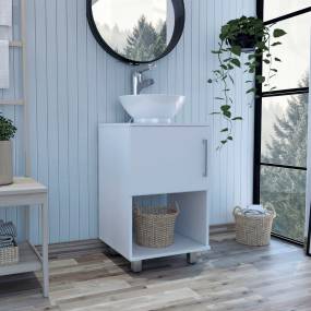 Malibu Single Bathroom Vanity, Single Door Cabinet, One Open Shelf FM Furniture FM6758MLB