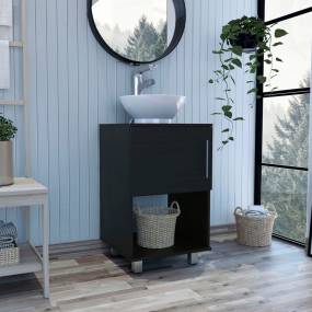 Malibu Single Bathroom Vanity, Single Door Cabinet, One Open Shelf FM Furniture FM6759MLW