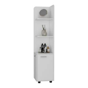 Sunriver Corner Shelf with Cabinet, 3-Tier Shelf, Metal Handles - FM Furniture FM8979MLB