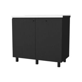 Oklahoma 2 Utility Sink & Cabinet, Interior Shelf, Aluminum Countertop - FM Furniture FM8985MLW