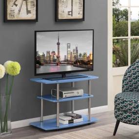 Designs2Go No Tools 3 Tier TV Stand in Blue - Convenience Concepts 131020BE