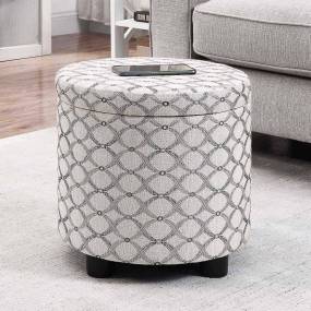 Designs4Comfort Round Accent Storage Ottoman with Reversible Tray Lid - Convenience Concepts 163523FRB