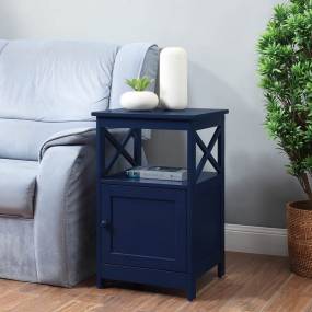 Oxford End Table w/ Cabinet in Cobalt Blue Finish - Convenience Concepts 203066CBE