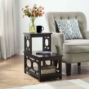 Omega 2 Step Chairside End Table in Espresso Finish - Convenience Concepts 203140ES