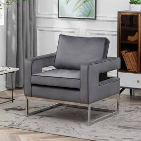 Take a Seat Carrie Accent Chair with Silver Frame - Convenience Concepts 310551FVGY