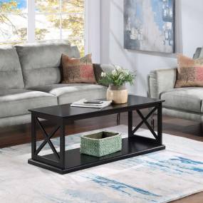 Oxford Deluxe Coffee Table in Black Finish - Convenience Concepts 502182BL