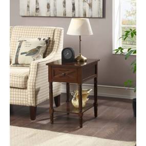 Country Oxford End Table w/ Charging Station in Espresso - Convenience Concepts 503145ES