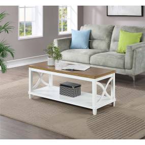 Florence Coffee Table in Driftwood Top / White Frame Finish - Convenience Concepts 602082WDFTW