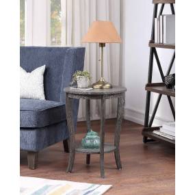 American Heritage Round End Table in Dark Gray Wirebrush - Convenience Concepts 7106259WBDGY