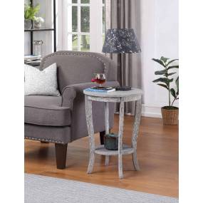 American Heritage Round End Table in Light Gray Wirebrush - Convenience Concepts 7106259WBWGY