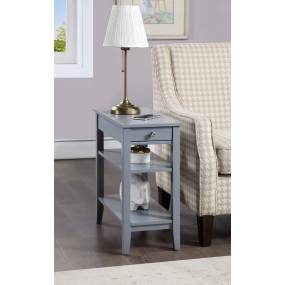 American Heritage Three Tier End Table w/ Drawer in Gray Finish - Convenience Concepts 7107159GY