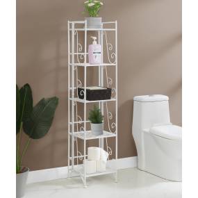 Xtra Storage 5 Tier Folding Metal Shelf with Scroll Design - Convenience Concepts 9016W