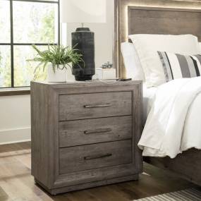 Contemporary Bedside Chest w/ Charging Station In Graystone Finish - Liberty Furniture 272-BR62