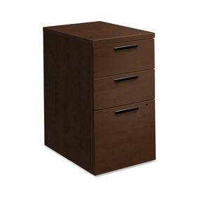 HON 10500 Series Mocha Laminate Furniture Components Pedestal - 3-Drawer - 15.8" x 22.8" x 28" - 3 x Box Drawer(s), File Drawer(s) - Single Pedestal - Square Edge - Material: Wood - Finish: Mocha Laminate, Thermofused Laminate (TFL) - HON105102MOMO