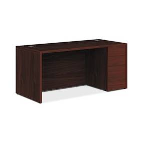 HON 10500 Series Right Pedestal Desk - 66" x 36" x 29.5" - 3 x File Drawer(s), Box Drawer(s)Right Side - Flat Edge - Material: Wood, Laminate - Finish: Mahogany Laminate - HON105897RNN
