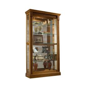 Lighted Sliding Door 5 Shelf Curio Cabinet in Maple Brown - Home Meridian 20484