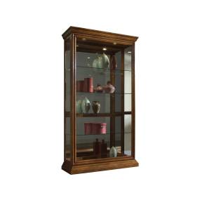 Lighted Sliding Door 4 Shelf Curio Cabinet in Golden Oak Brown - Home Meridian 20544