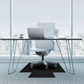 Advantagemat Black Vinyl Lipped Chair Mat for Carpets - 45" x 53" - Floortex FR114553LLBV