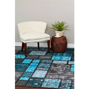 Luxe Weavers Tobis  Collection Turquoise 5x7 Geometric Area Rug - 1007 Turquoise 5x7