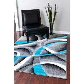 Luxe Weavers Victoria Collection Turquoise 4x5 Abstract Area Rug - 2305 Turquoise 4x5