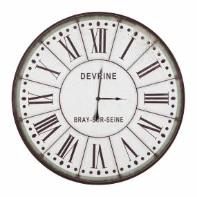 Yosemite Home Decor off-White and Black 23-Inch Round Gear Clock 5140040