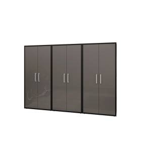 Eiffel Storage Cabinet in Matte Black and Grey (Set of 3) - Manhattan Comfort 3-250BMC85