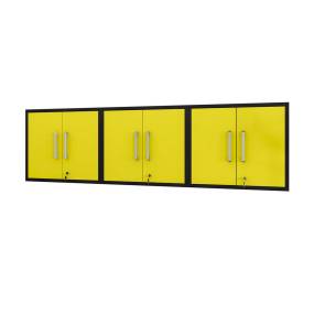 Eiffel Floating Garage Cabinet in Matte Black and Yellow (Set of 3) - Manhattan Comfort 3-251BMC84