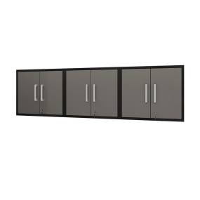 Eiffel Floating Garage Cabinet in Matte Black and Grey (Set of 3) - Manhattan Comfort 3-251BMC85