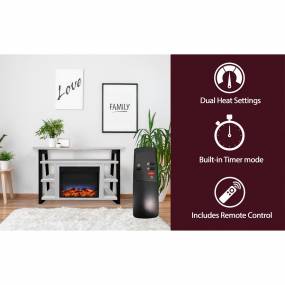 32-In. Sawyer Industrial Electric Fireplace Mantel with Realistic Log Display and LED Color Changing Flames, White and Black - Cambridge CAM5332-1WHTLED