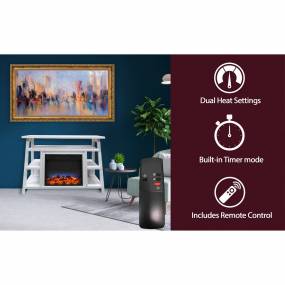 32-In. Sawyer Industrial Electric Fireplace Mantel with Realistic Log Display and LED Color Changing Flames, White - Cambridge CAM5332-1WWLED