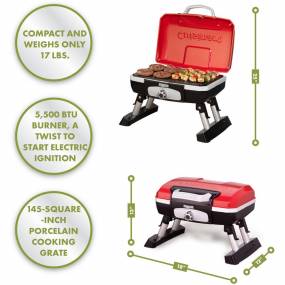 Petit Gourmet Portable Tabletop Outdoor LP Gas Grill in Red/Black - Cuisinart CGG-180T