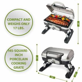 Petit Gourmet Portable Tabletop Outdoor LP Gas Grill in Silver/Black - Cuisinart CGG-180TS