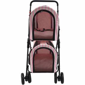 Double Pet Stoller for 2 Pets 44 Lbs. and Under, Pink - CritterSitters CSDPETSTLR-PNK1
