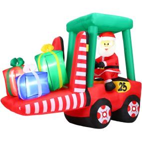Christmas Time 6-Ft. Pre-Lit Inflatable Santa Claus in a Fork Lift Outdoor Christmas Decoration - Almo CT-FORKLIFT081-L