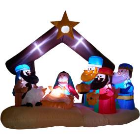 Christmas Time 6.5-Ft. Wide Pre-Lit Inflatable Nativity Scene Outdoor Christmas Decoration - Almo CT-NVTY071-L