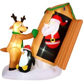 Christmas Time 4-Ft. Pre-Lit Inflatable Santa Claus in an Outhouse Outdoor Christmas Decoration - Almo CT-OUTHSE041-L
