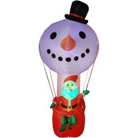 Christmas Time 9-Ft. Pre-Lit Inflatable Santa in a Snowman Hot Air Balloon Outdoor Christmas Decoration - Almo CT-SNTAHBLN081-L