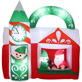 Christmas Time 7-Ft. Pre-Lit Inflatable Santa's Workshop Outdoor Christmas Decoration - Almo CT-SNTWRKSP071-L