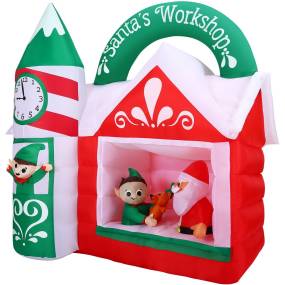 Christmas Time 6-Ft. Wide Pre-Lit Inflatable Santa's Workshop Outdoor Christmas Decoration - Almo CT-SWRKSHP061-L