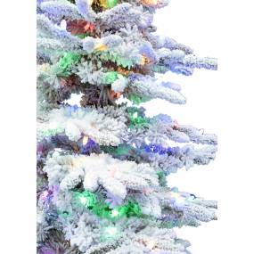 6.5-Ft. White Pine Snowy Artificial Christmas Tree with Multi-Color LED String Lighting and Holiday Soundtrack - Christmas Time CT-WP065-ML