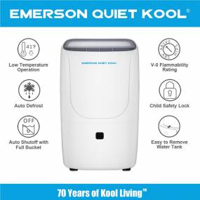 High Efficiency 20-Pint SMART Dehumidifier with Wi-Fi and Voice Control - Emerson Quiet Kool EAD20SE1T