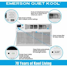 Energy Star 10,000 BTU 115V Through-the-Wall Air Conditioner with Remote Control - Emerson Quiet Kool EATC10RE1T