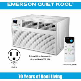 10,000 BTU 115V SMART Through-the-Wall Air Conditioner with Remote, Wi-Fi, and Voice Control - Emerson Quiet Kool EATC10RSE1T
