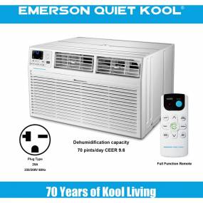 230V 12,000 BTU Through-the-Wall Air Conditioner with 10,600 BTU Supplemental Heating - Emerson Quiet Kool EATE12RD2T