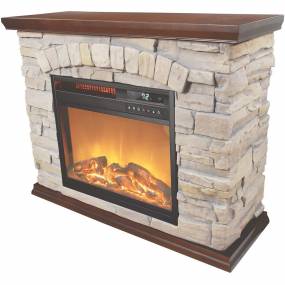 Large Square Infrared Faux Stone Fireplace - LifeSmart FP2043
