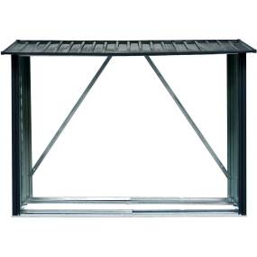 Indoor/Outdoor Galvanized Steel Woodshed Storage Rack Holds up to 69 Cu. Ft. of Stacked Firewood, Dark Gray - Hanover HANWDSHDLG-GRY