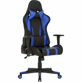 Commando Ergonomic Gaming Chair in Black and Blue with Adjustable Gas Lift Seating, Lumbar and Neck Support - Hanover HGC0109