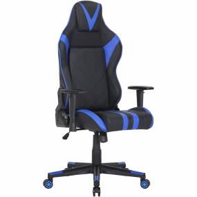 Commando Ergonomic Gaming Chair in Black and Blue with Adjustable Gas Lift Seating, Lumbar and Neck Support - Hanover HGC0112