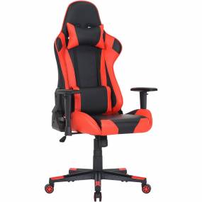 Commando Ergonomic Gaming Chair in Black and Red with Adjustable Gas Lift Seating, Lumbar and Neck Support - Hanover HGC0116